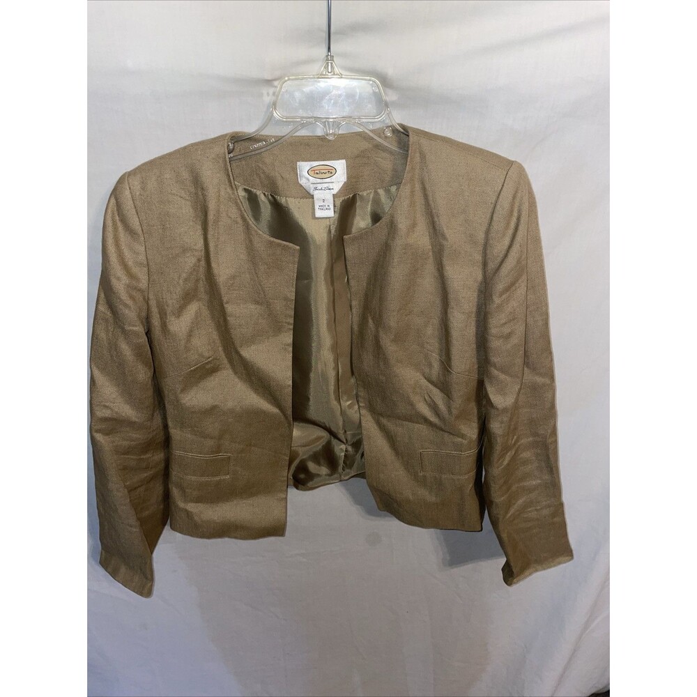 Talbots Women’s Open Jacket Size 2 Beige 100% Irish Linen Going out Party